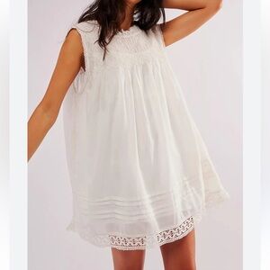New Free People Shea Solid Mini Women's Dress in White Size XS